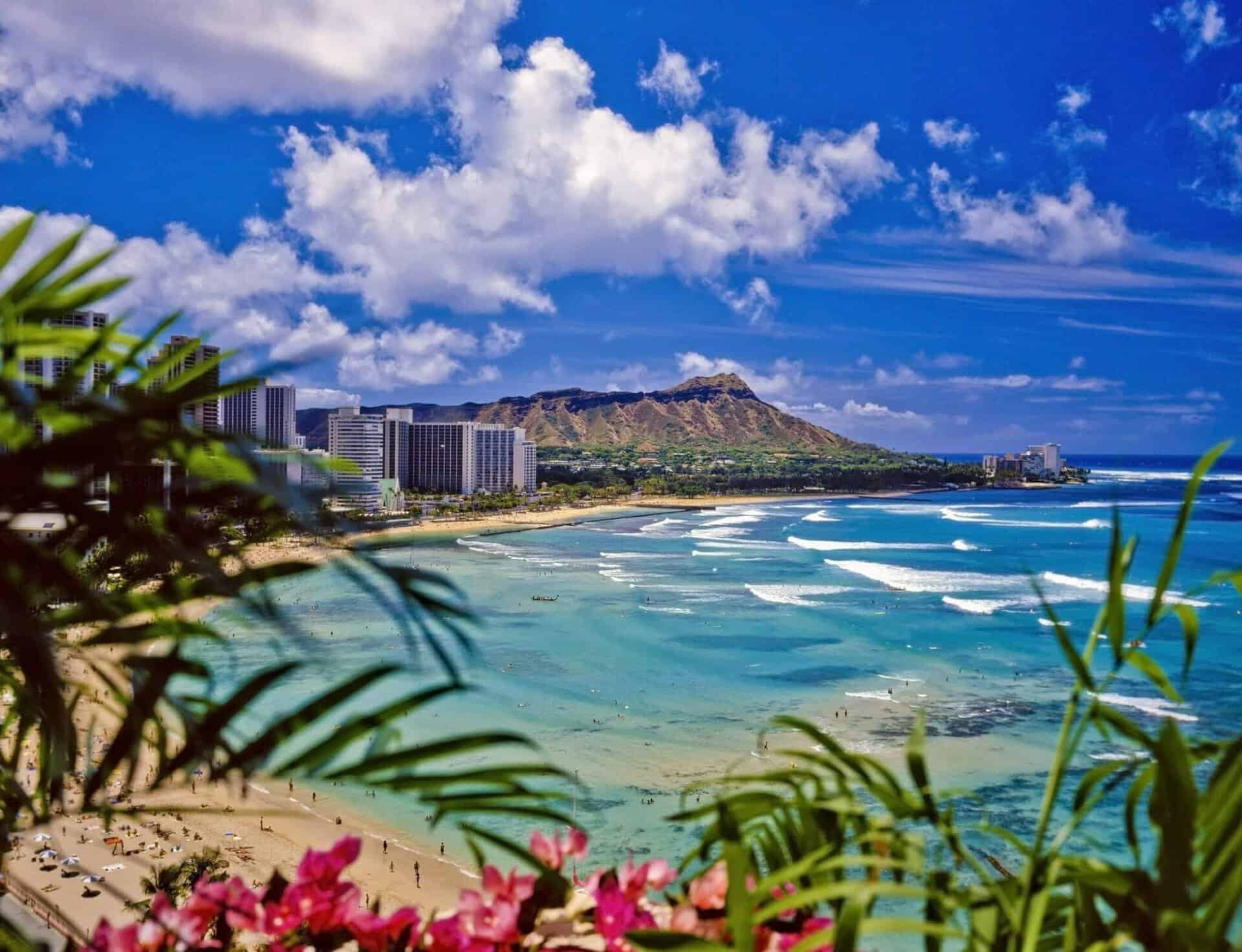 waikiki beach und diamond head