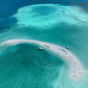 Drone photo of a beach in the Maldives