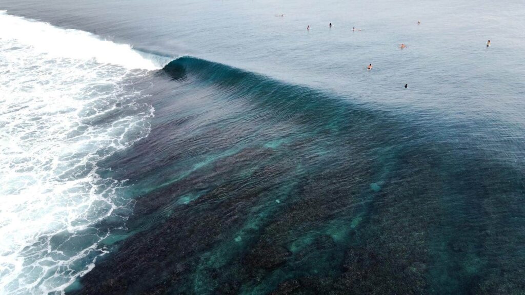 Vague d'une eau transparente aux Mentawaï